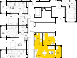 Продается 2-комнатная квартира ЖК Кипарис, литер 8, 63  м&sup2;, 19215000 рублей