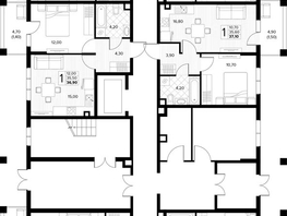 Продается 1-комнатная квартира ЖК Кипарис, литер 7, 43  м&sup2;, 14835000 рублей
