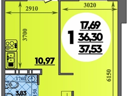 Продается 1-комнатная квартира ЖК Восточный, литера 42, 37.53  м&sup2;, 5386825 рублей