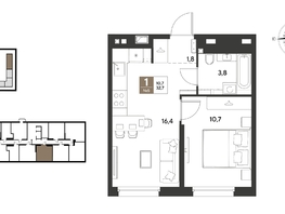 Продается 1-комнатная квартира ЖК ГРЕЙД, литер 13, 32.7  м&sup2;, 5941591 рублей