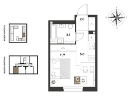 Продается Студия ЖК ГРЕЙД, литер 13, 22.7  м&sup2;, 4342510 рублей