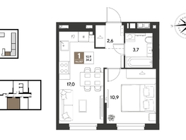 Продается 1-комнатная квартира ЖК ГРЕЙД, литер 13, 34.2  м&sup2;, 6231241 рублей