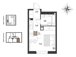 Продается Студия ЖК ГРЕЙД, литер 14, 22.4  м&sup2;, 4441920 рублей