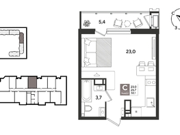 Продается Студия ЖК Рекорд 2, литера 1, 31.5  м&sup2;, 8851500 рублей