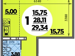 Продается Студия ЖК Южная долина, литер 2, 29.34  м&sup2;, 3526668 рублей