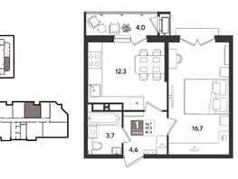 Продается 1-комнатная квартира ЖК Рекорд 2, литера 1, 41.2  м&sup2;, 10625480 рублей