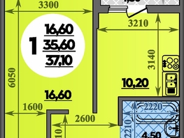 Продается 1-комнатная квартира ЖК Парк у дома, литера 7.1, 37.1  м&sup2;, 6114080 рублей
