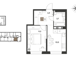 Продается 1-комнатная квартира ЖК ГРЕЙД, литер 14, 31.3  м&sup2;, 5846840 рублей