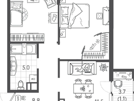 Продается 2-комнатная квартира ЖК Все Свои ВИП, литера 6, 54.75  м&sup2;, 12866250 рублей