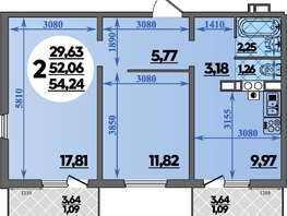 Продается 2-комнатная квартира ЖК Тихорецк, литера 2, 54.24  м&sup2;, 5152800 рублей