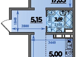 Продается 2-комнатная квартира ЖК Молодежный 2, литера 13, 44.15  м&sup2;, 5412790 рублей