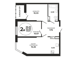 Продается 2-комнатная квартира ЖК Гулливер, литер 3, 54.95  м&sup2;, 5989550 рублей