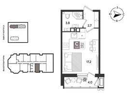 Продается Студия ЖК Рекорд 2, литера 3, 27.5  м&sup2;, 8151000 рублей