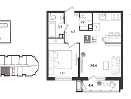 Продается 1-комнатная квартира ЖК Рекорд 2, литера 4, 49.2  м&sup2;, 11817840 рублей