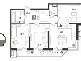 Продается 3-комнатная квартира ЖК Рекорд 2, литера 5, 90.9  м&sup2;, 18616320 рублей