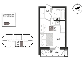 Продается Студия ЖК Рекорд 2, литера 4, 30.2  м&sup2;, 8256680 рублей