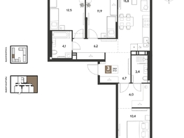 Продается 3-комнатная квартира ЖК ГРЕЙД, литер 14, 77  м&sup2;, 13128500 рублей