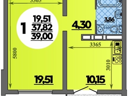Продается 1-комнатная квартира ЖК Город у моря, литера 23, 39  м&sup2;, 7098000 рублей