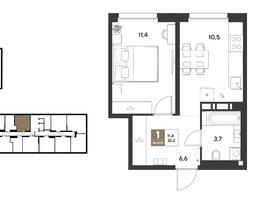 Продается 1-комнатная квартира ЖК ГРЕЙД, литер 13, 32.2  м&sup2;, 6678281 рублей