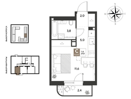 Продается Студия ЖК ГРЕЙД, литер 13, 24.8  м&sup2;, 5557680 рублей