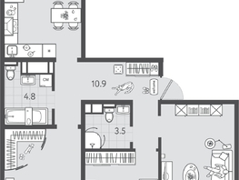Продается 3-комнатная квартира ЖК Все Свои ВИП, литера 6, 82.65  м&sup2;, 19174800 рублей