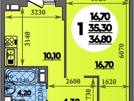 Продается 1-комнатная квартира ЖК Парк у дома, литера 7.3, 36.8  м&sup2;, 7079999 рублей