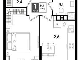 Продается 1-комнатная квартира ЖК ДОГМА ПАРК, лит 20, 37  м&sup2;, 7403700 рублей