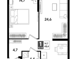 Продается 1-комнатная квартира ЖК ДОГМА ПАРК, лит 20, 47.7  м&sup2;, 8733870 рублей