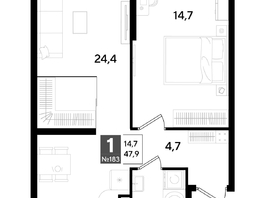Продается 1-комнатная квартира ЖК ДОГМА ПАРК, литера 18, 47.4  м&sup2;, 8735820 рублей