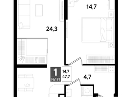 Продается 1-комнатная квартира ЖК ДОГМА ПАРК, литера 18, 46.9  м&sup2;, 8648360 рублей