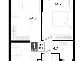 Продается 1-комнатная квартира ЖК ДОГМА ПАРК, литера 18, 46.8  м&sup2;, 8667360 рублей