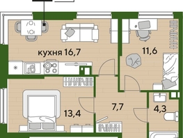 Продается 2-комнатная квартира ЖК ДОГМА ПАРК, литера 18, 52.9  м&sup2;, 9638380 рублей