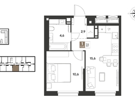 Продается 1-комнатная квартира ЖК ГРЕЙД, литер 14, 33.7  м&sup2;, 6932091 рублей