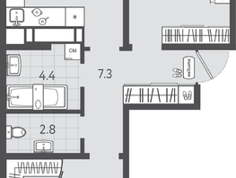 Продается 2-комнатная квартира ЖК Все Свои ВИП, литера 3, 63.7  м&sup2;, 13822900 рублей