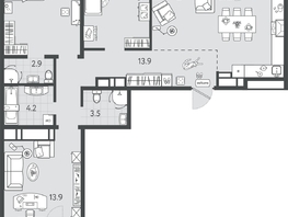 Продается 3-комнатная квартира ЖК Все Свои ВИП, литер 4, 103.2  м&sup2;, 28586400 рублей