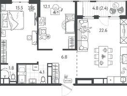 Продается 2-комнатная квартира ЖК Все Свои ВИП, литер 4, 65.15  м&sup2;, 18046550 рублей