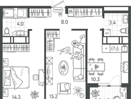 Продается 2-комнатная квартира ЖК Все Свои ВИП, литер 4, 56.2  м&sup2;, 14443400 рублей