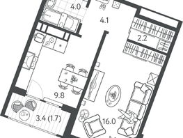 Продается 1-комнатная квартира ЖК Все Свои ВИП, литер 7, 36.85  м&sup2;, 9470450 рублей
