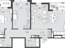 Продается 2-комнатная квартира ЖК Все Свои ВИП, литер 7, 87.9  м&sup2;, 24348300 рублей