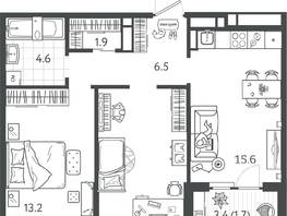 Продается 2-комнатная квартира ЖК Все Свои ВИП, литер 7, 56.05  м&sup2;, 11714450 рублей