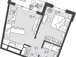 Продается 1-комнатная квартира ЖК Все Свои ВИП, литер 7, 36.65  м&sup2;, 9052550 рублей