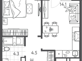 Продается 1-комнатная квартира ЖК Все Свои ВИП, литера 6, 37.75  м&sup2;, 9324250 рублей