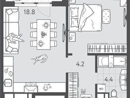 Продается 1-комнатная квартира ЖК Все Свои ВИП, литера 6, 42.7  м&sup2;, 10973900 рублей