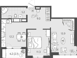 Продается 2-комнатная квартира ЖК Все Свои ВИП, литер 8, 55.35  м&sup2;, 11568150 рублей