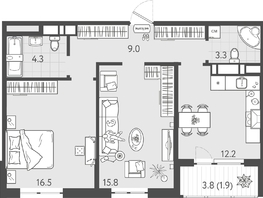 Продается 2-комнатная квартира ЖК Все Свои ВИП, литер 8, 62.2  м&sup2;, 13186400 рублей