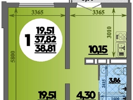 Продается 1-комнатная квартира ЖК Город у моря, литера 22, 38.81  м&sup2;, 7045000 рублей