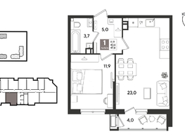 Продается 1-комнатная квартира ЖК Рекорд 2, литера 5, 47.6  м&sup2;, 11723880 рублей