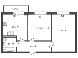 Продается 2-комнатная квартира краеведа Соловьёва В.А. ул, 53.5  м&sup2;, 5500000 рублей