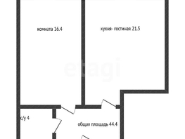 Продается 1-комнатная квартира Дежнёва ул, 44.4  м&sup2;, 5550000 рублей
