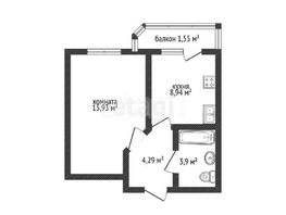 Продается 1-комнатная квартира Позднякова ул, 33.1  м&sup2;, 4000000 рублей